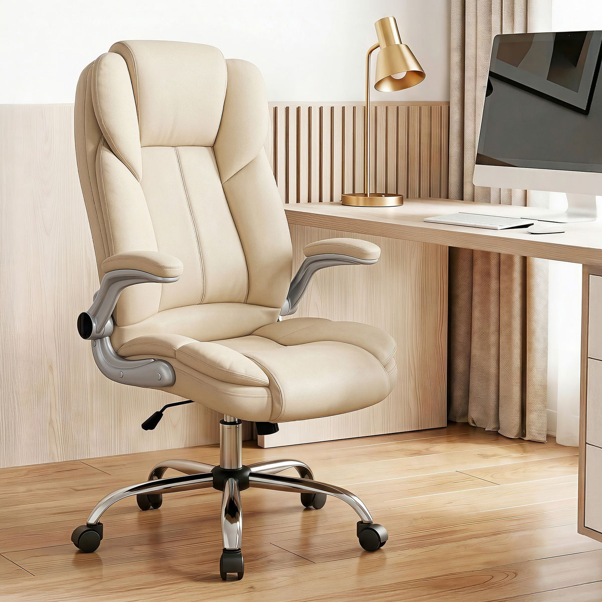Kea Executive Office Chair Leather Tilt Beige