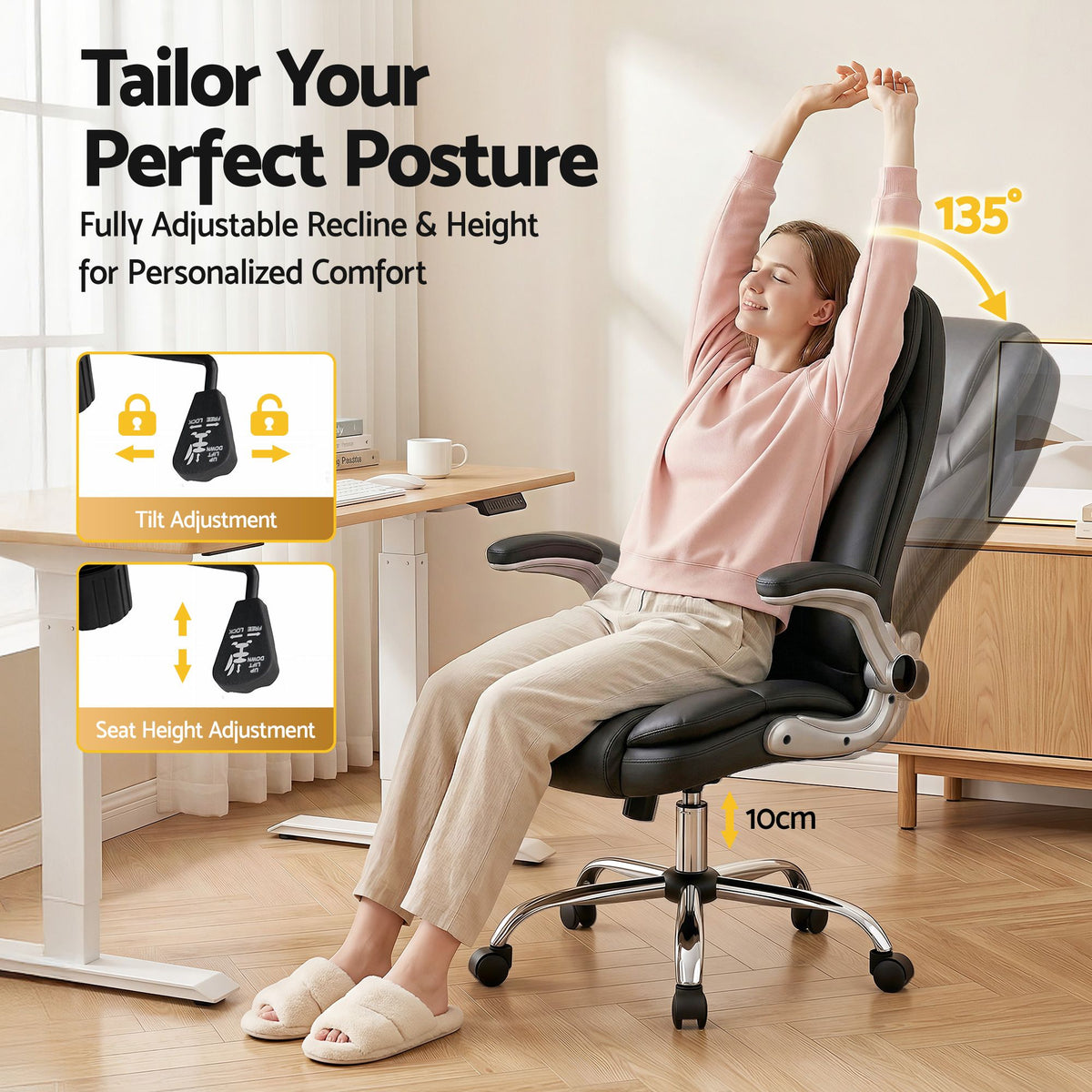 Kea Executive Office Chair Leather Tilt Black