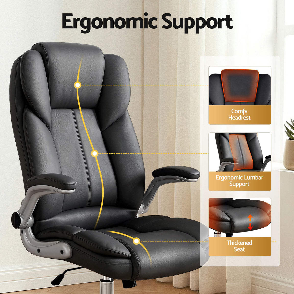 Kea Executive Office Chair Leather Tilt Black