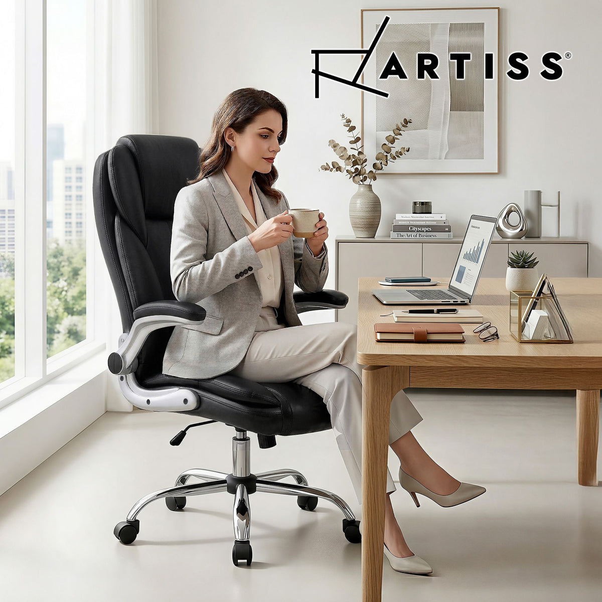 Kea Executive Office Chair Leather Tilt Black