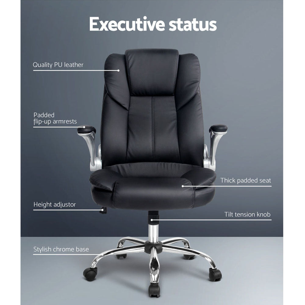 Kea Executive Office Chair Leather Tilt Black