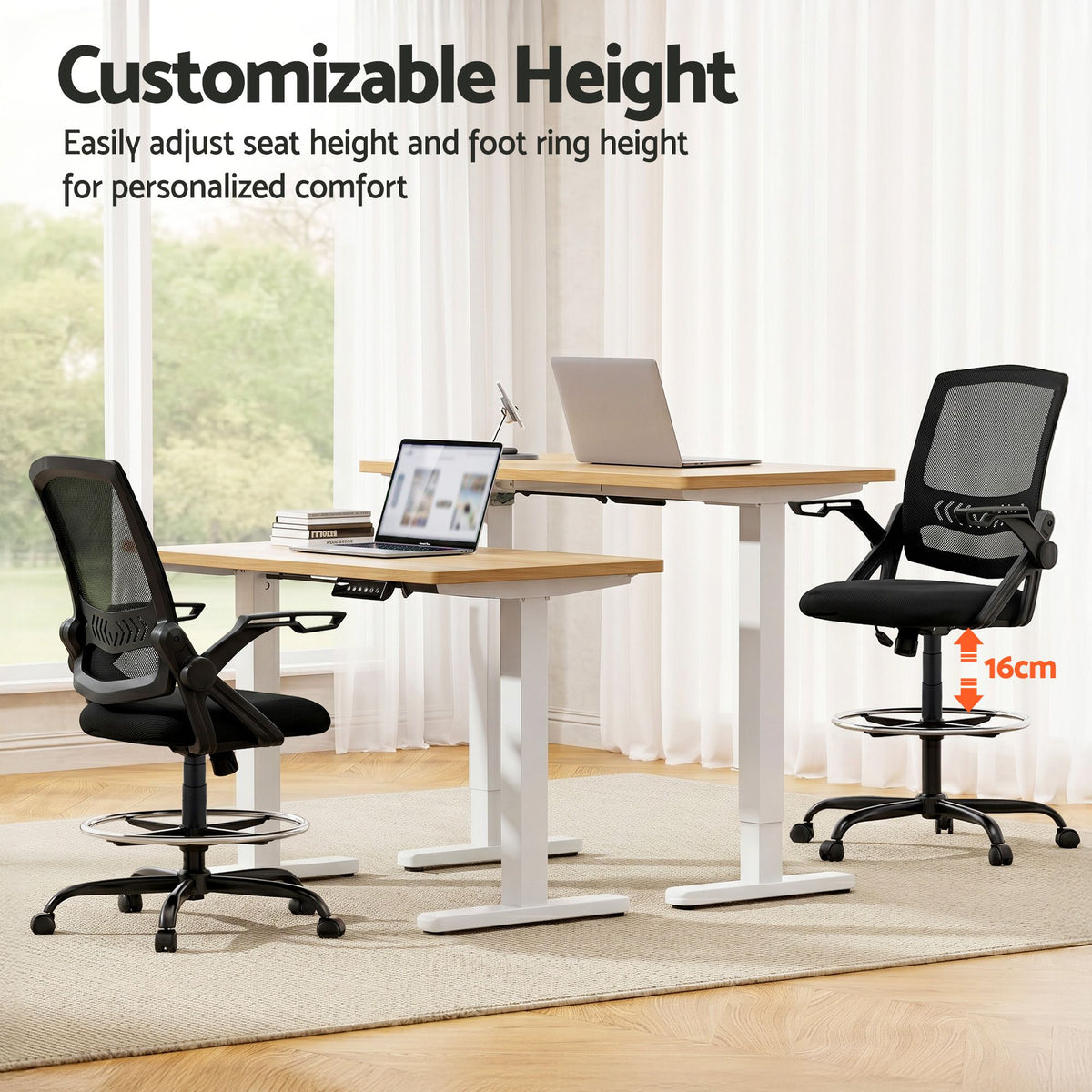 Artiss Mesh Drafting Office Chair Adjustable Height Black