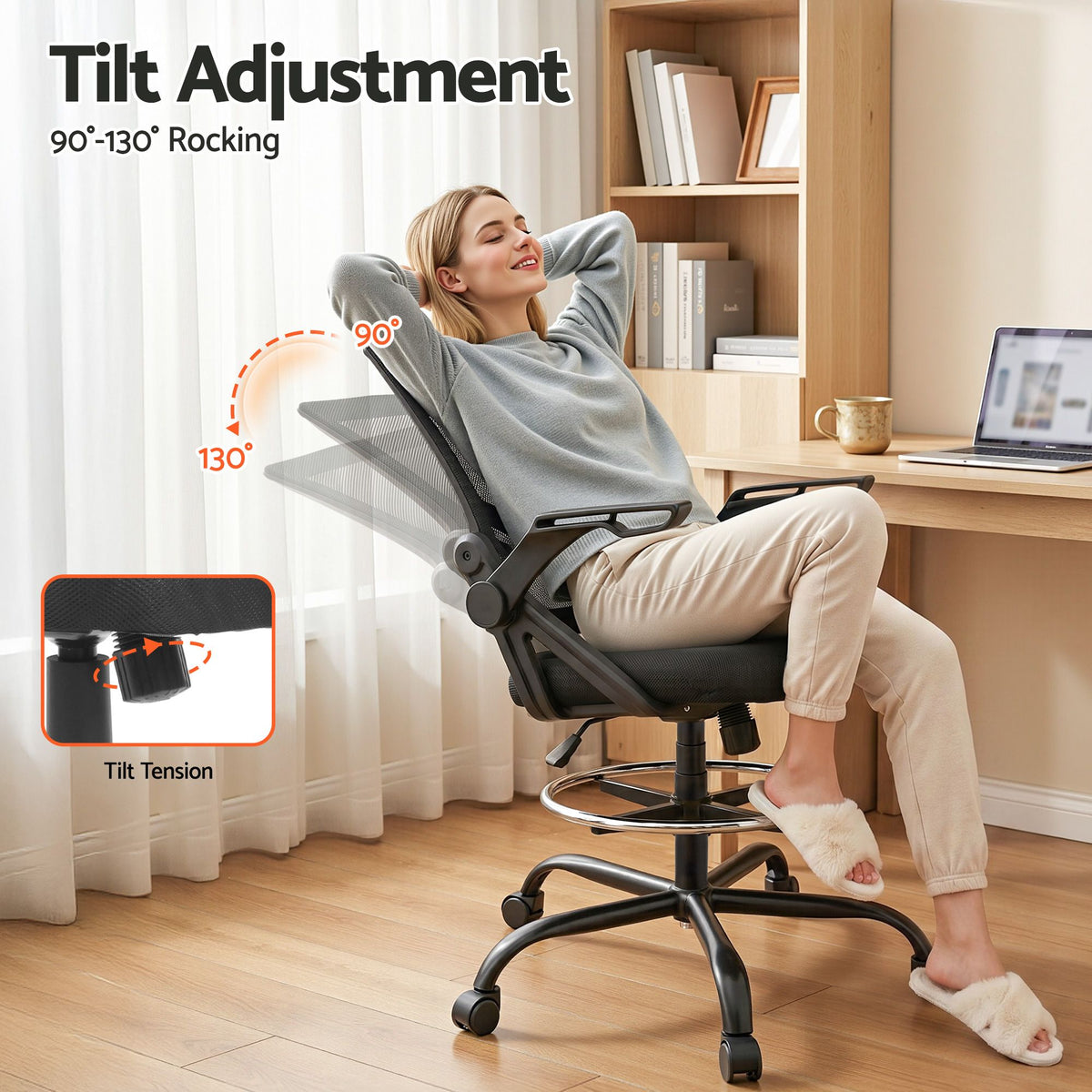 Artiss Mesh Drafting Office Chair Adjustable Height Black