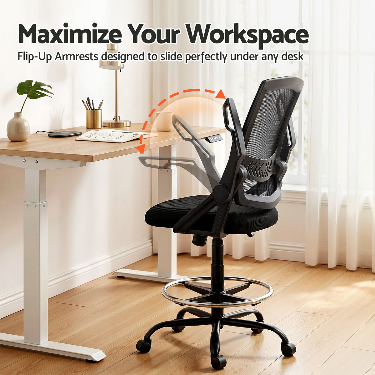 Artiss Mesh Drafting Office Chair Adjustable Height Black