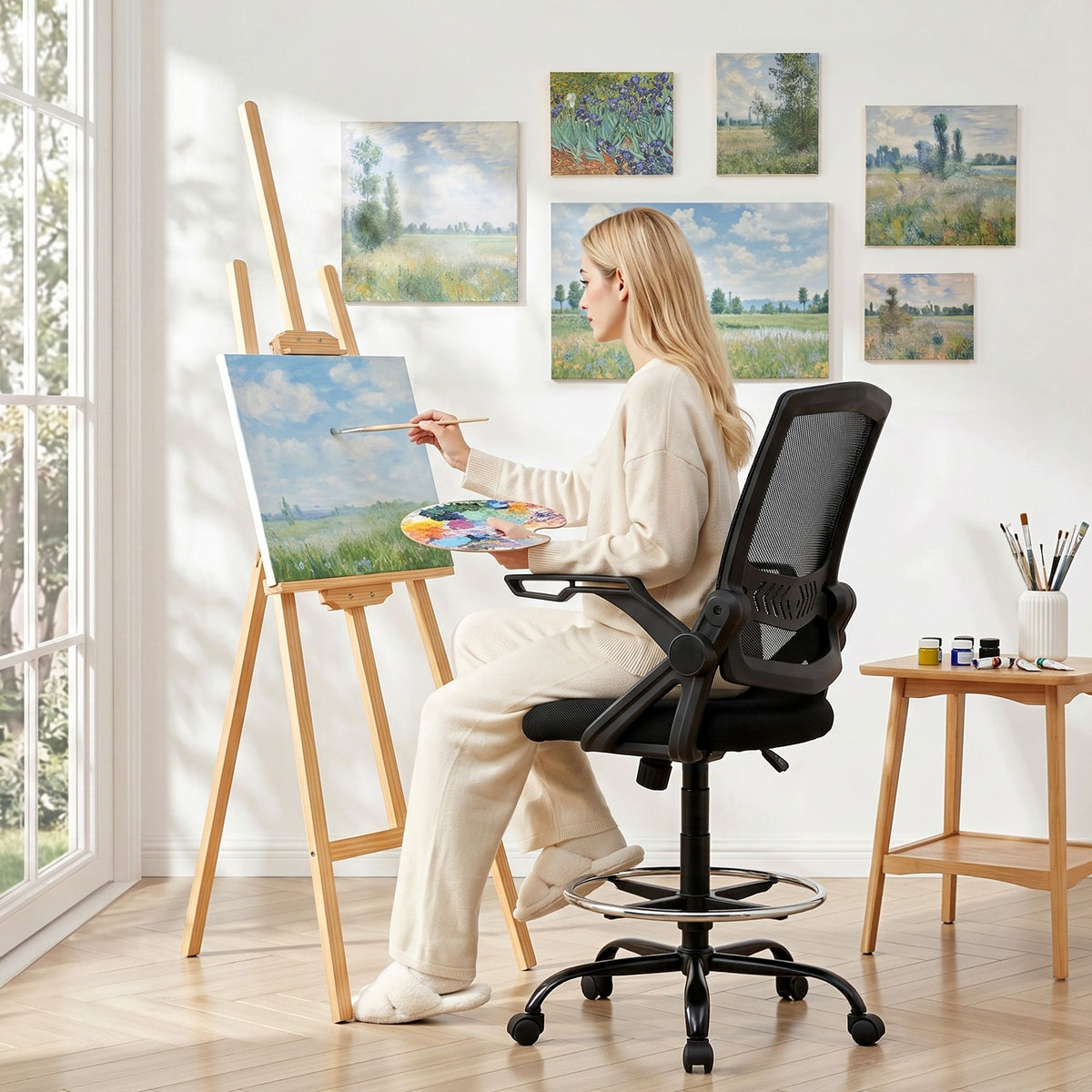 Artiss Mesh Drafting Office Chair Adjustable Height Black