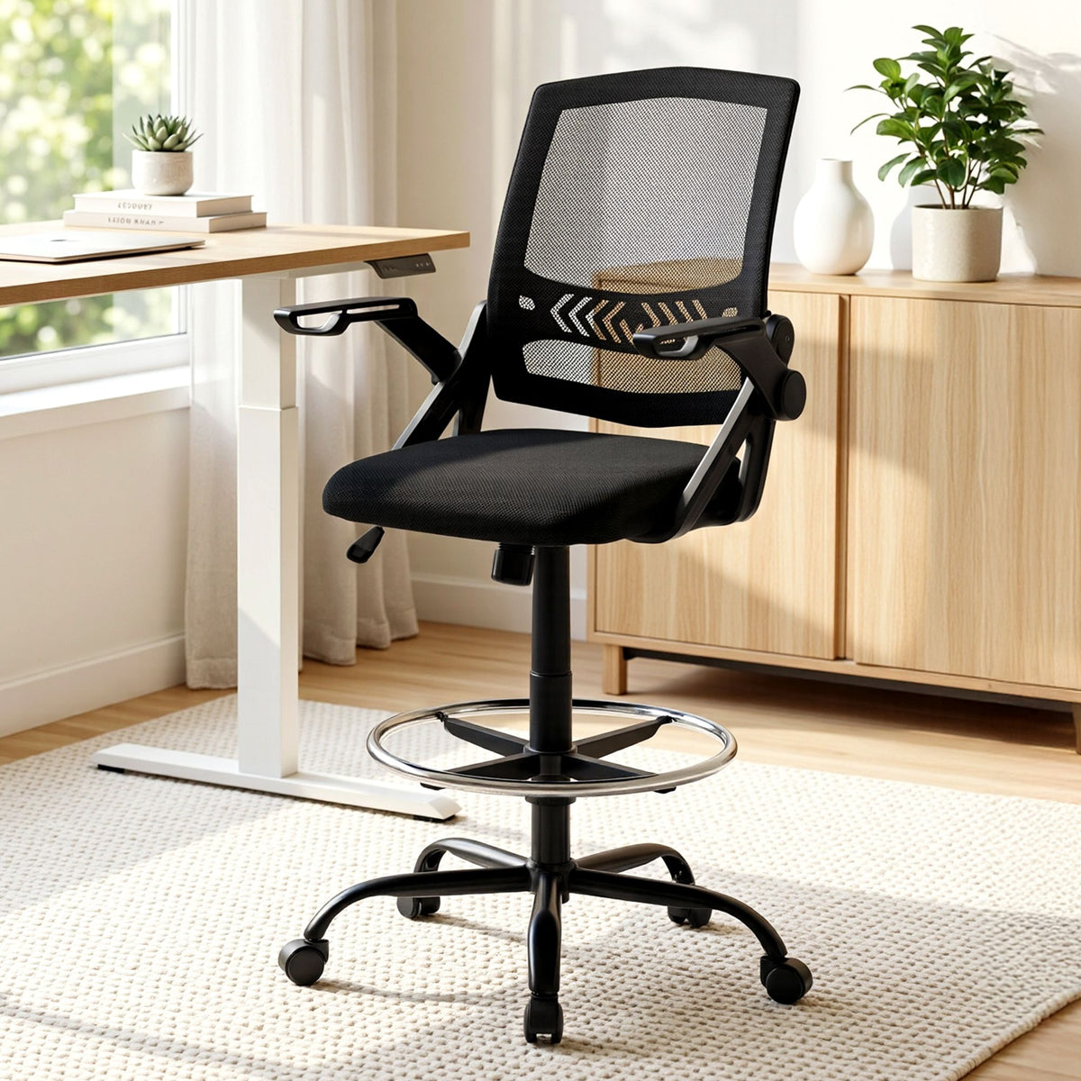 Artiss Mesh Drafting Office Chair Adjustable Height Black