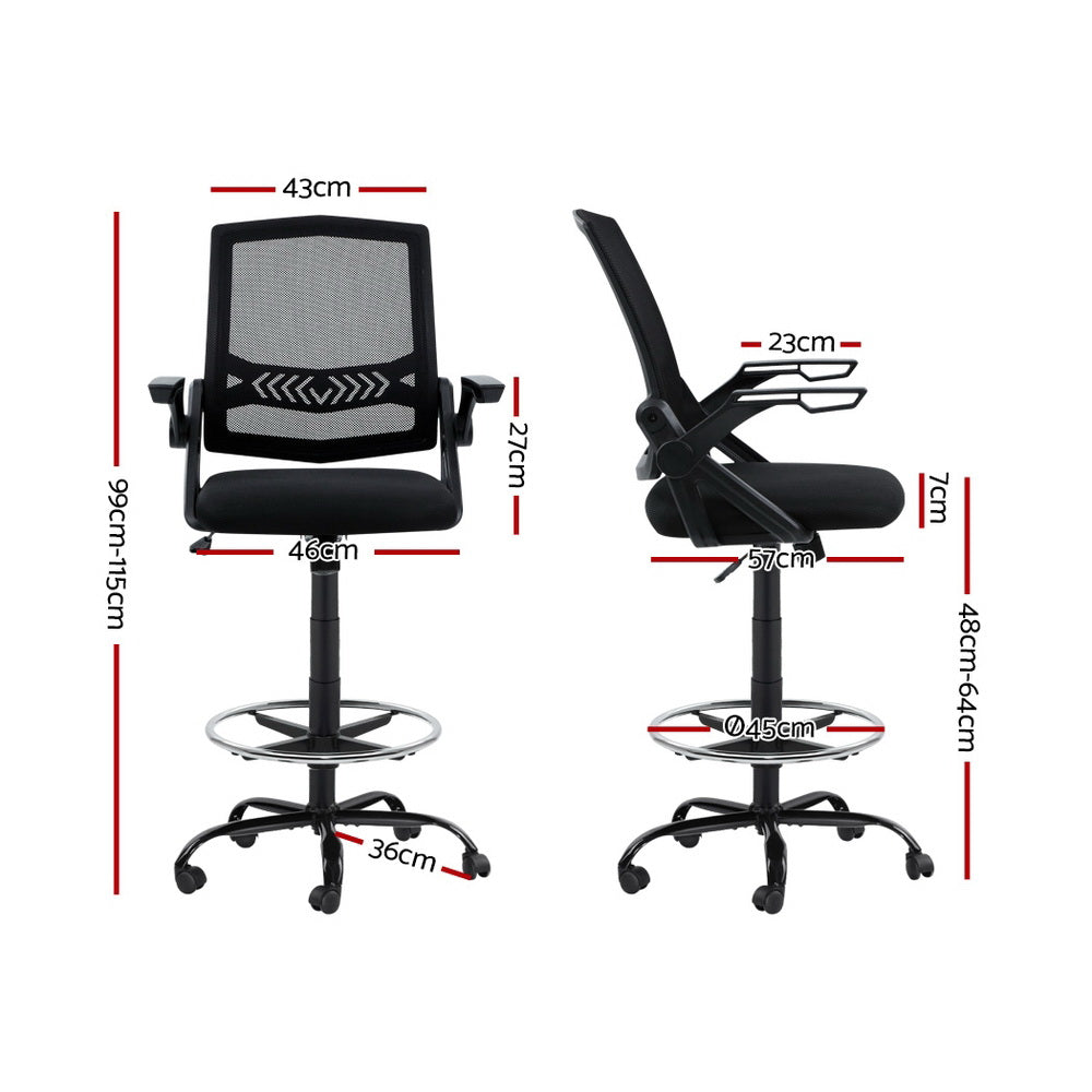 Drafting Stool Mesh Office Chair Black