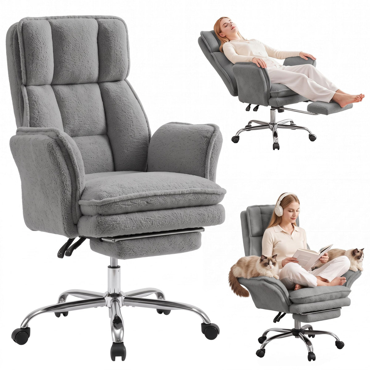Artiss Big & Tall Criss Cross Office Chair Grey