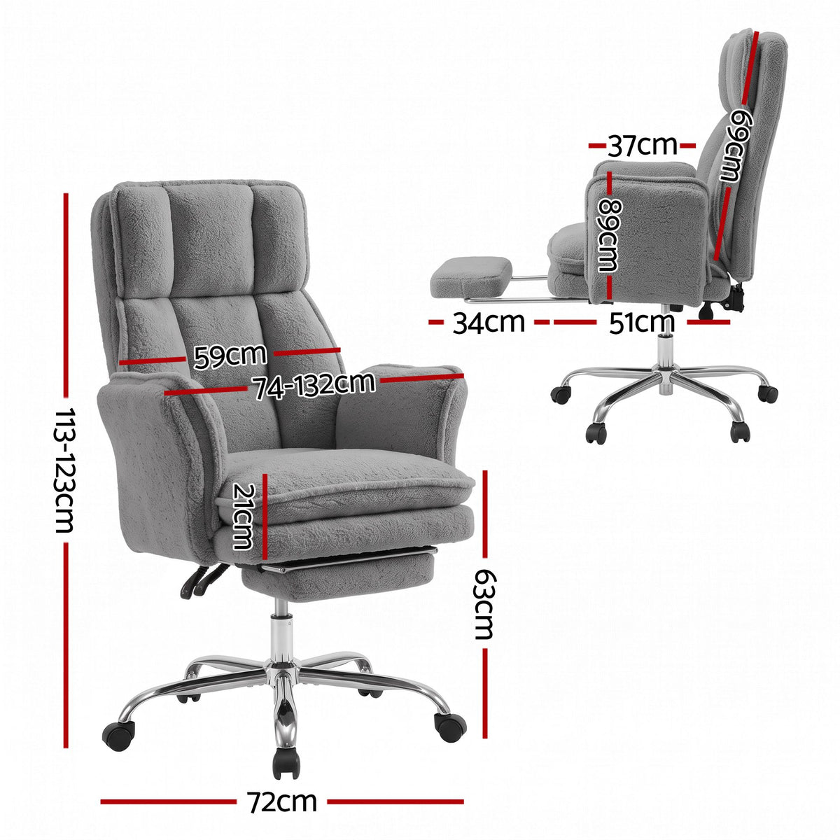 Artiss Big & Tall Criss Cross Office Chair Grey