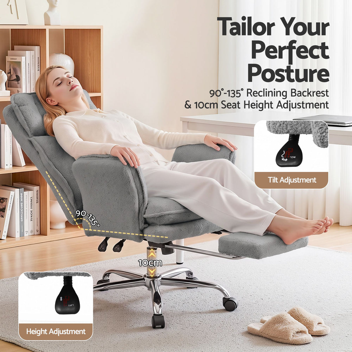 Artiss Big & Tall Criss Cross Office Chair Grey
