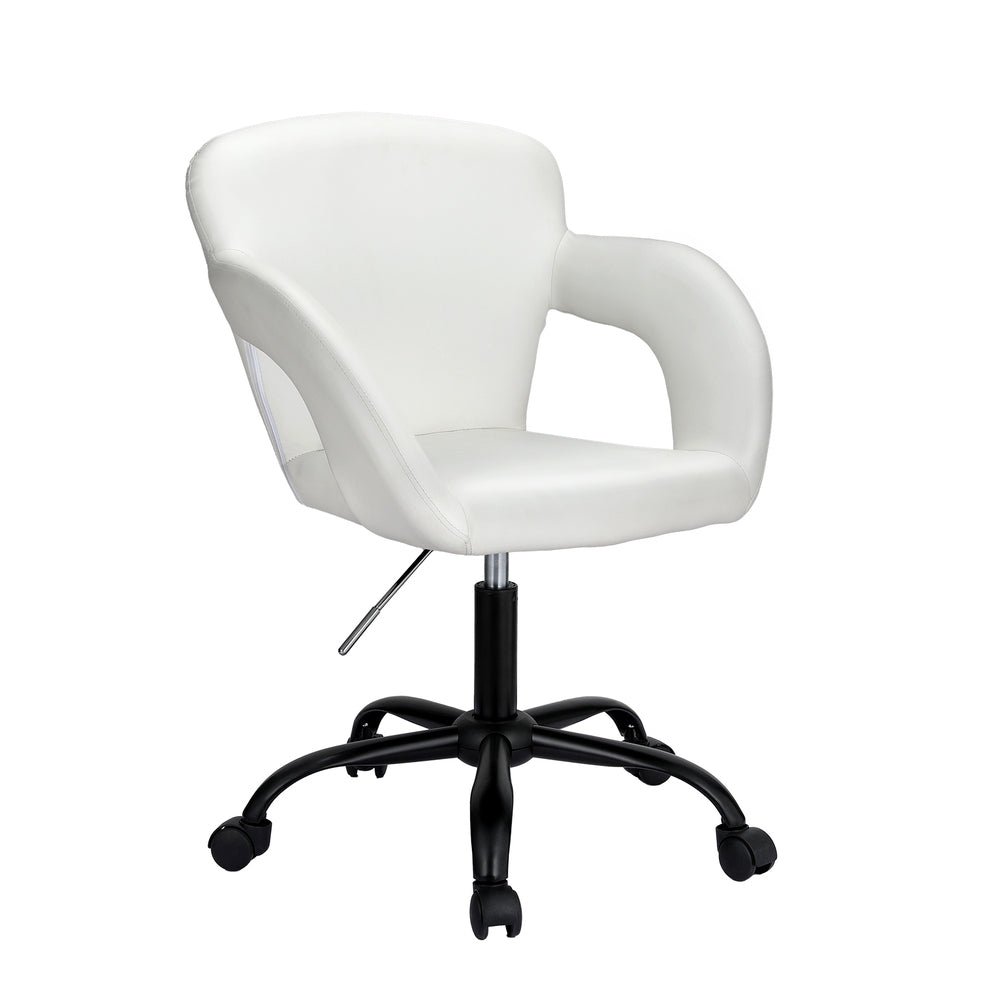 Artiss Mid-Back Office Chair White PU Leather