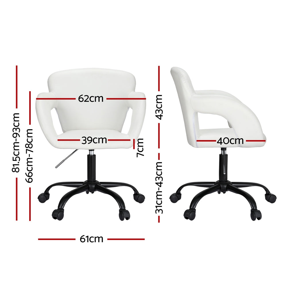 Artiss Mid-Back Office Chair White PU Leather
