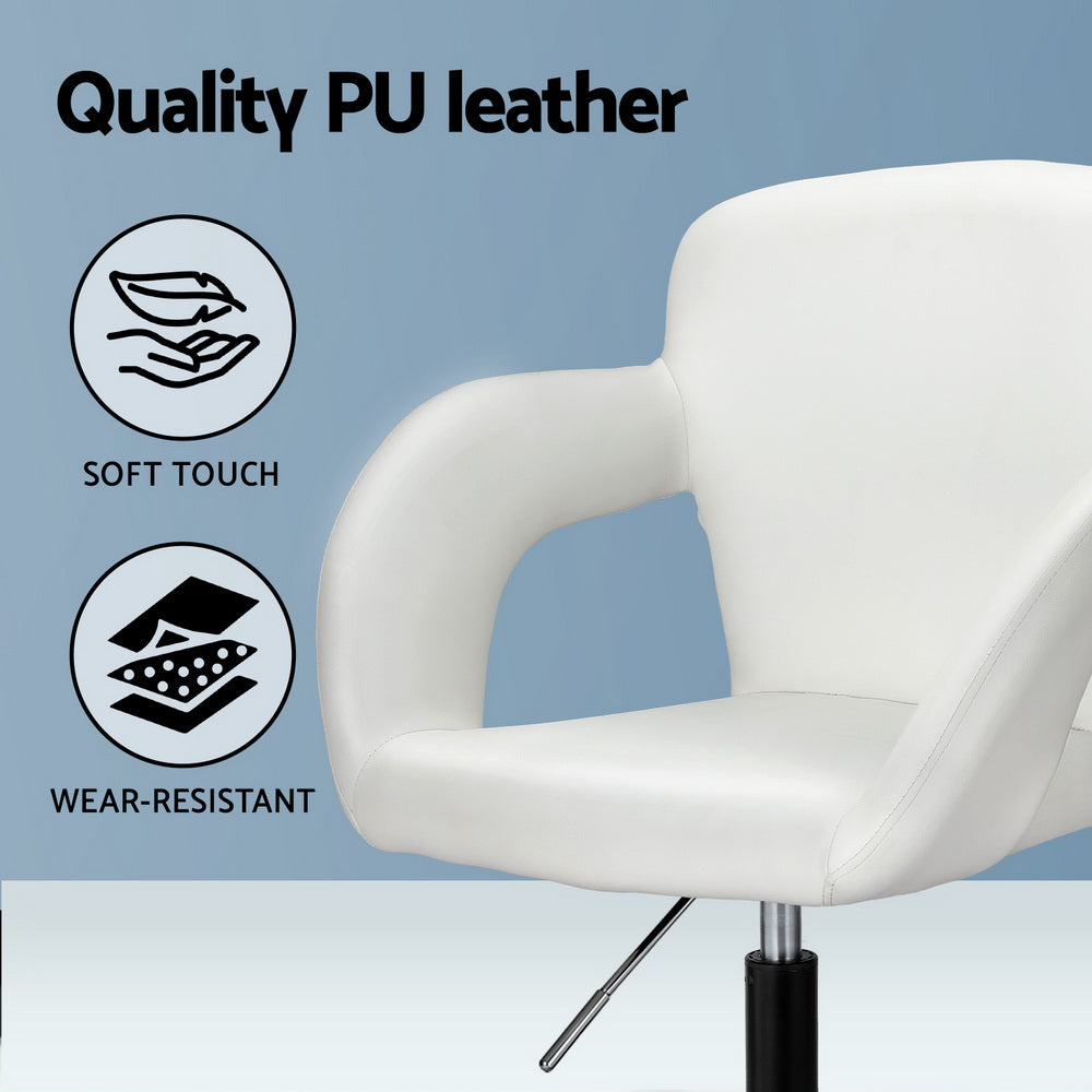 Artiss Mid-Back Office Chair White PU Leather