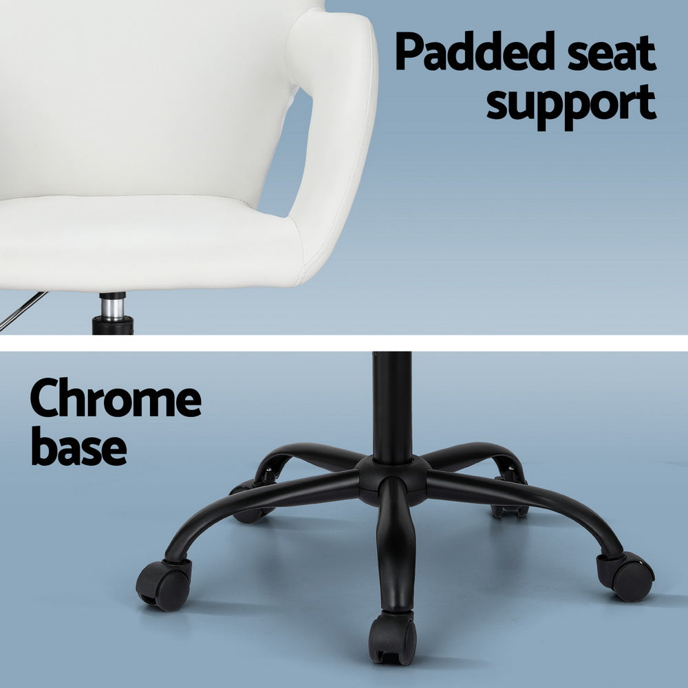 Artiss Mid-Back Office Chair White PU Leather