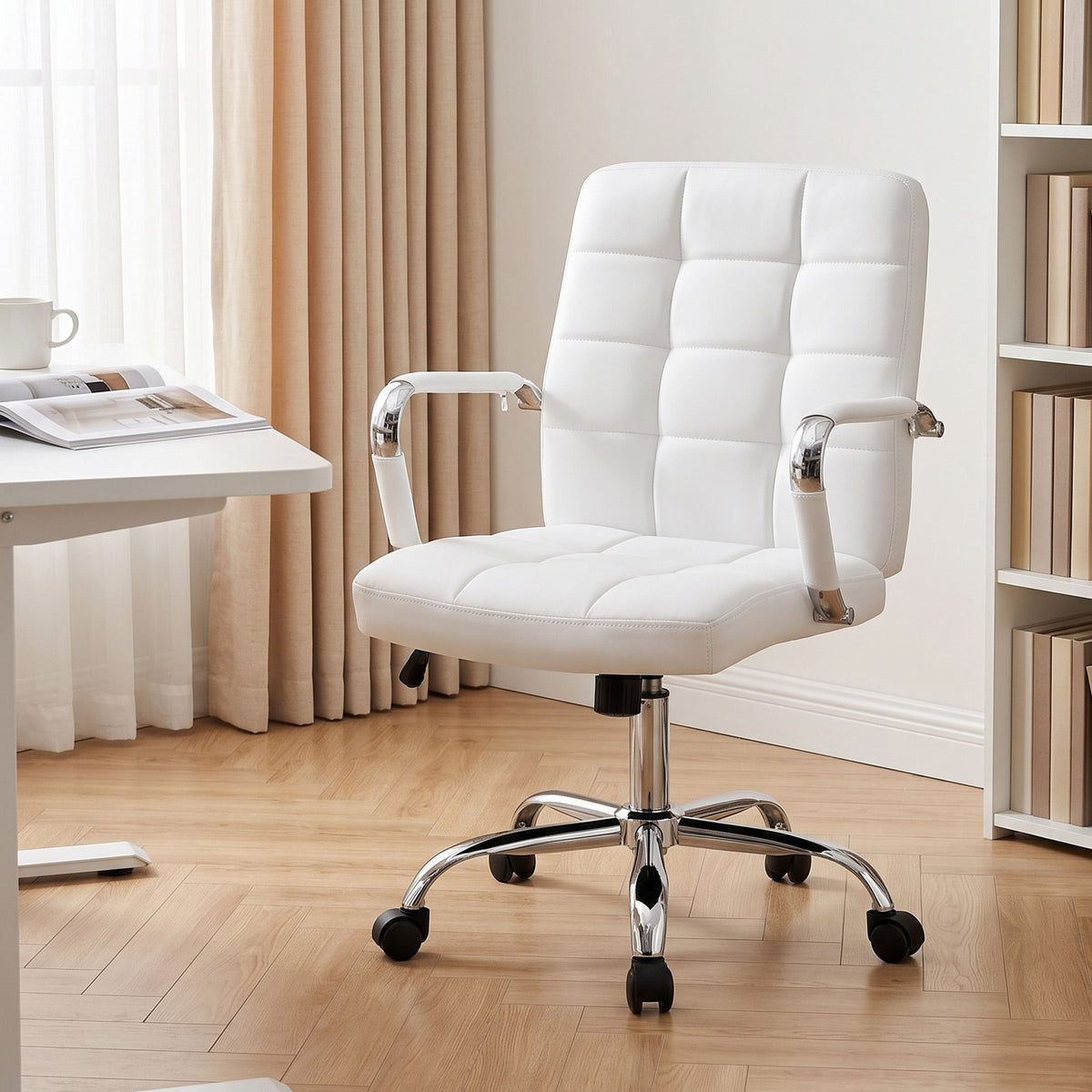 Artiss Office Chair PU Leather Mid-Back Desk Chair
