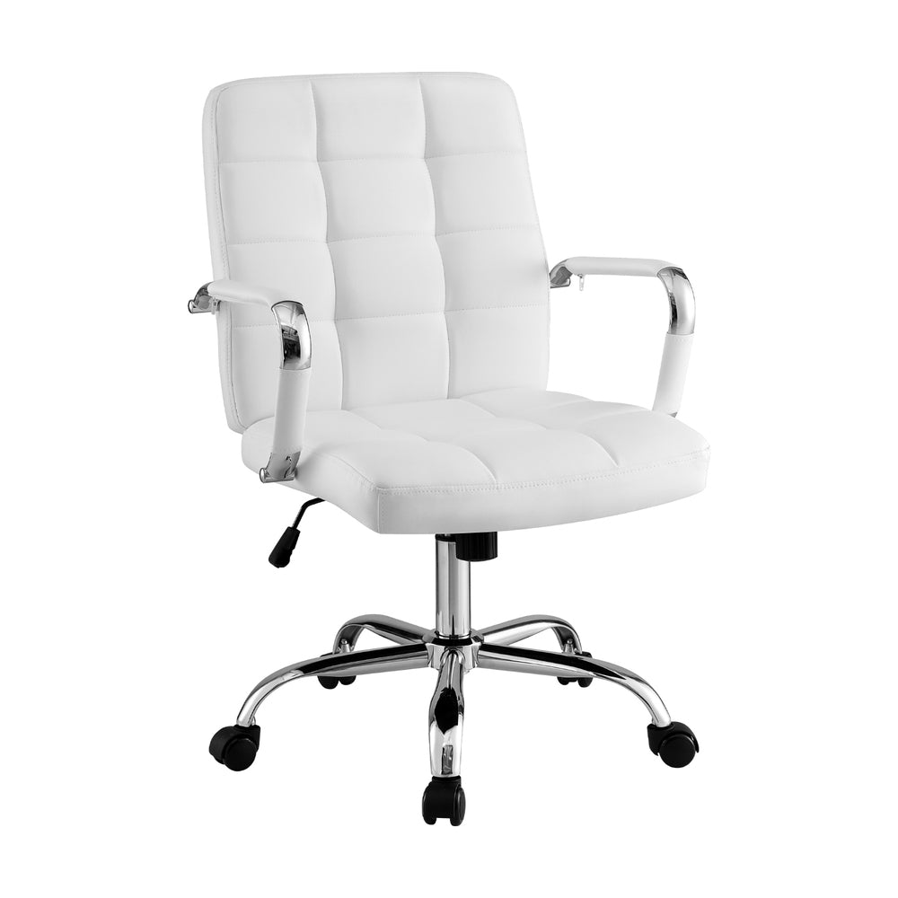 Artiss Mid-Back Office Chair PU Leather White