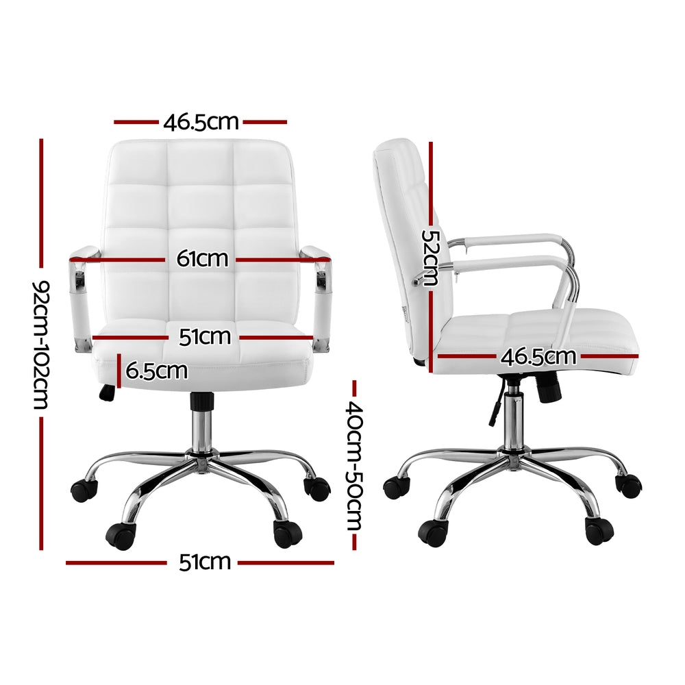 Artiss Mid-Back Office Chair PU Leather White