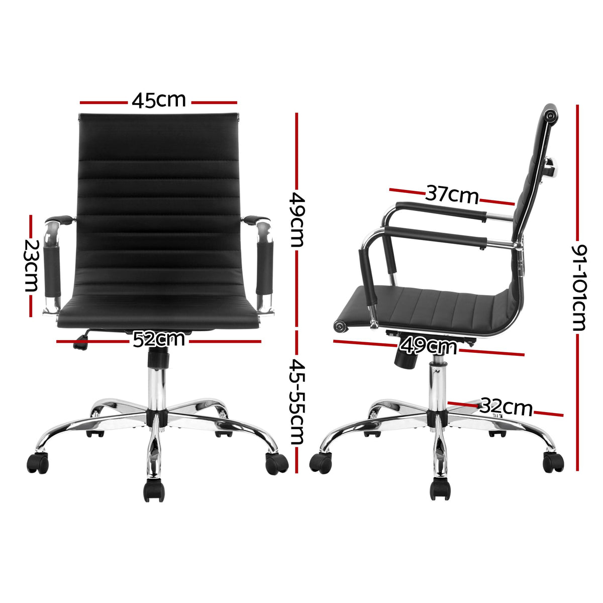 Artiss Mid Back Office Chair PU Leather Black