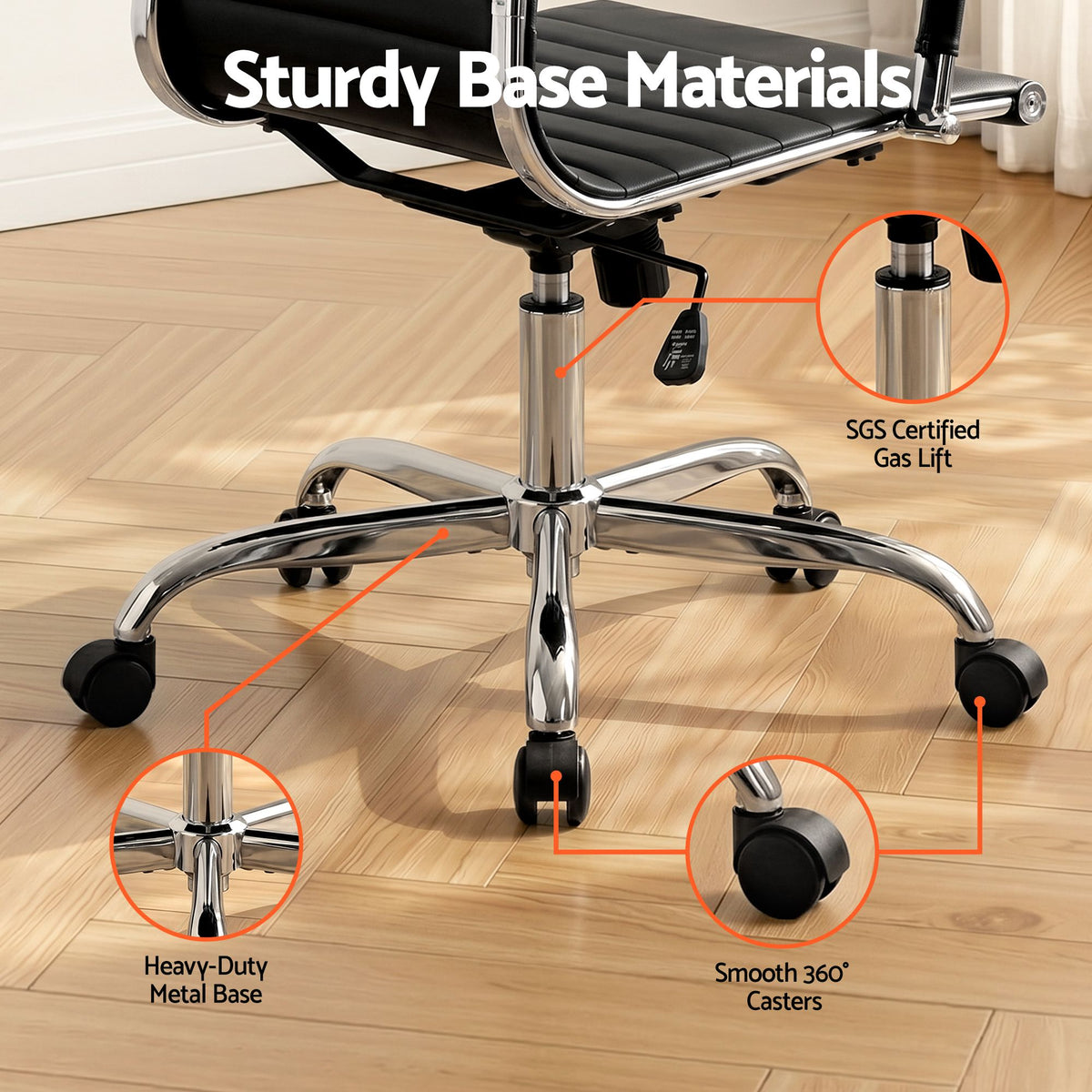 Artiss Mid Back Office Chair PU Leather Black