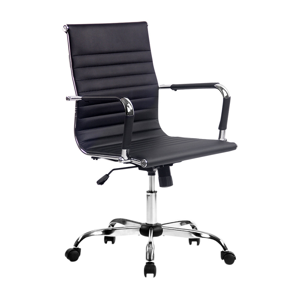Artiss Mid Back Office Chair PU Leather Black