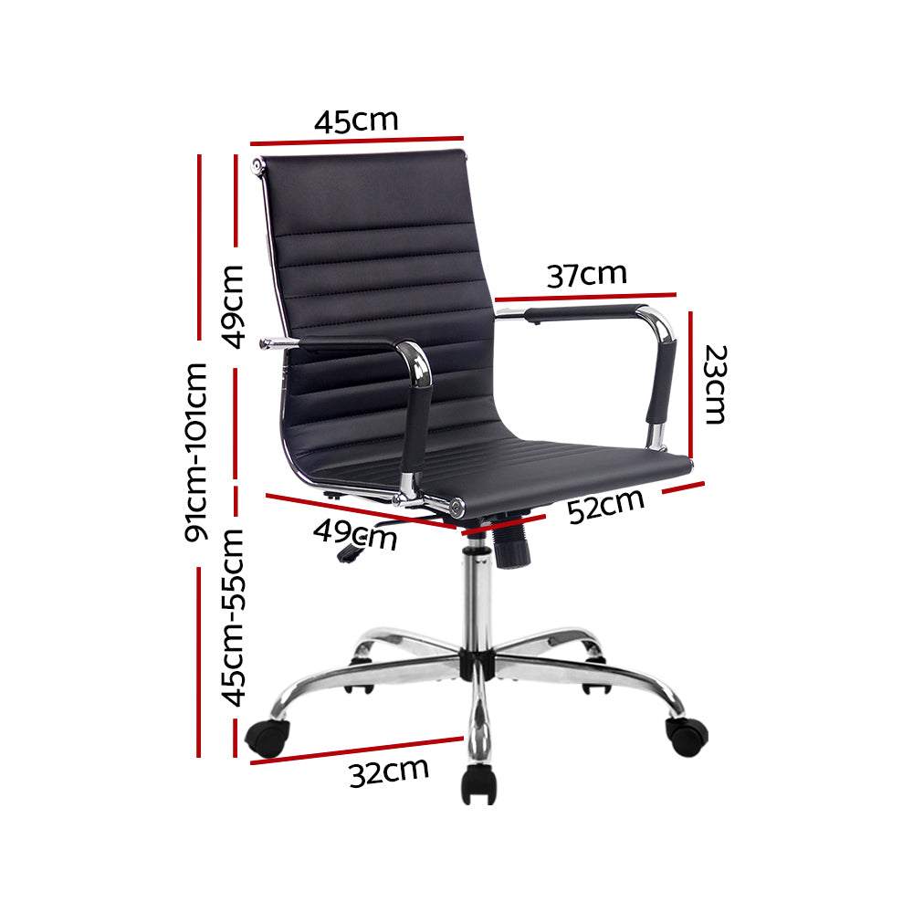 Artiss Mid Back Office Chair PU Leather Black