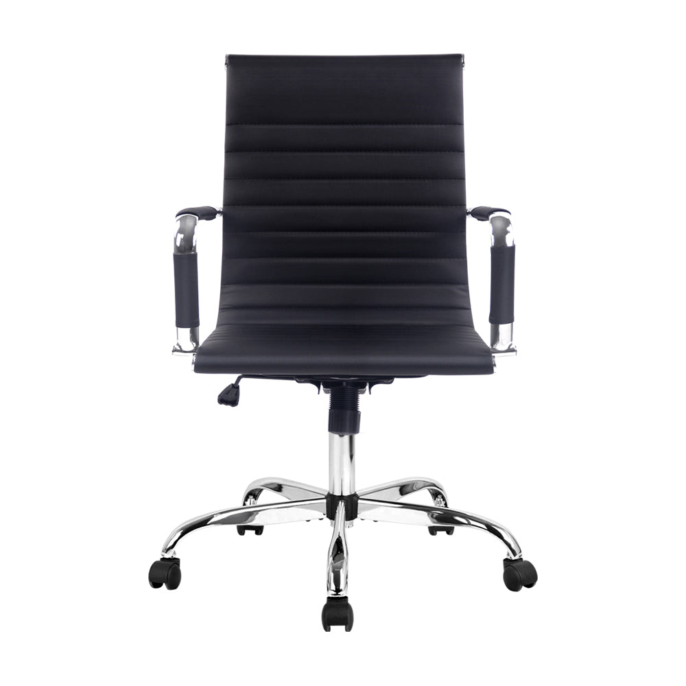 Artiss Mid Back Office Chair PU Leather Black