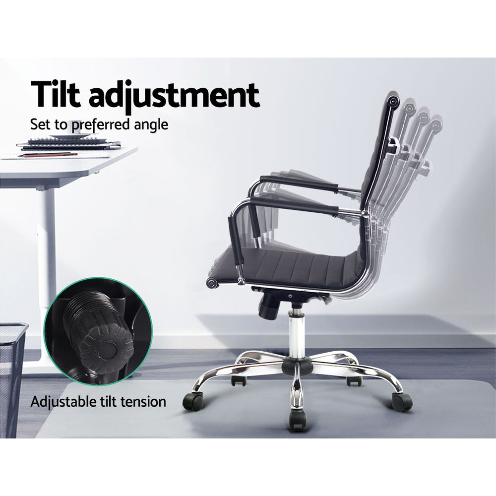 Artiss Mid Back Office Chair PU Leather Black