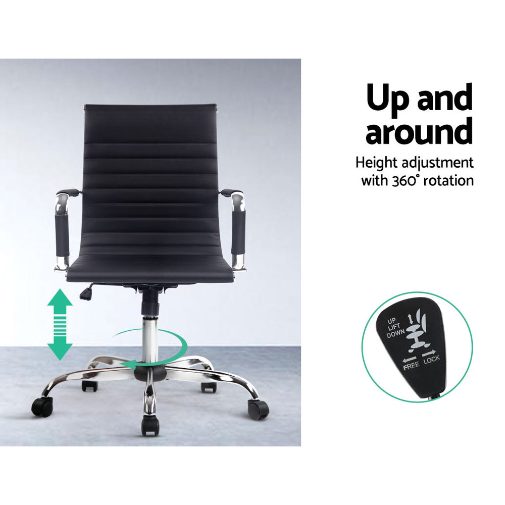 Artiss Mid Back Office Chair PU Leather Black