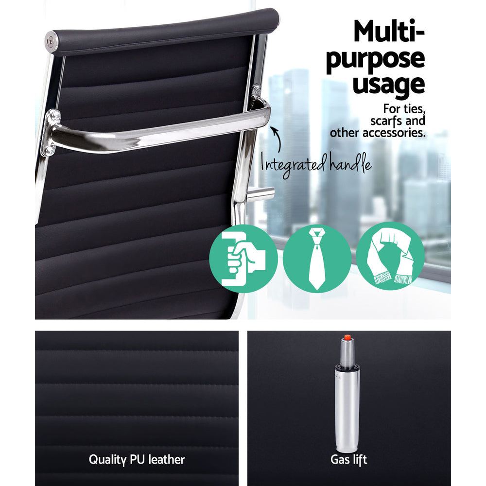 Artiss Mid Back Office Chair PU Leather Black