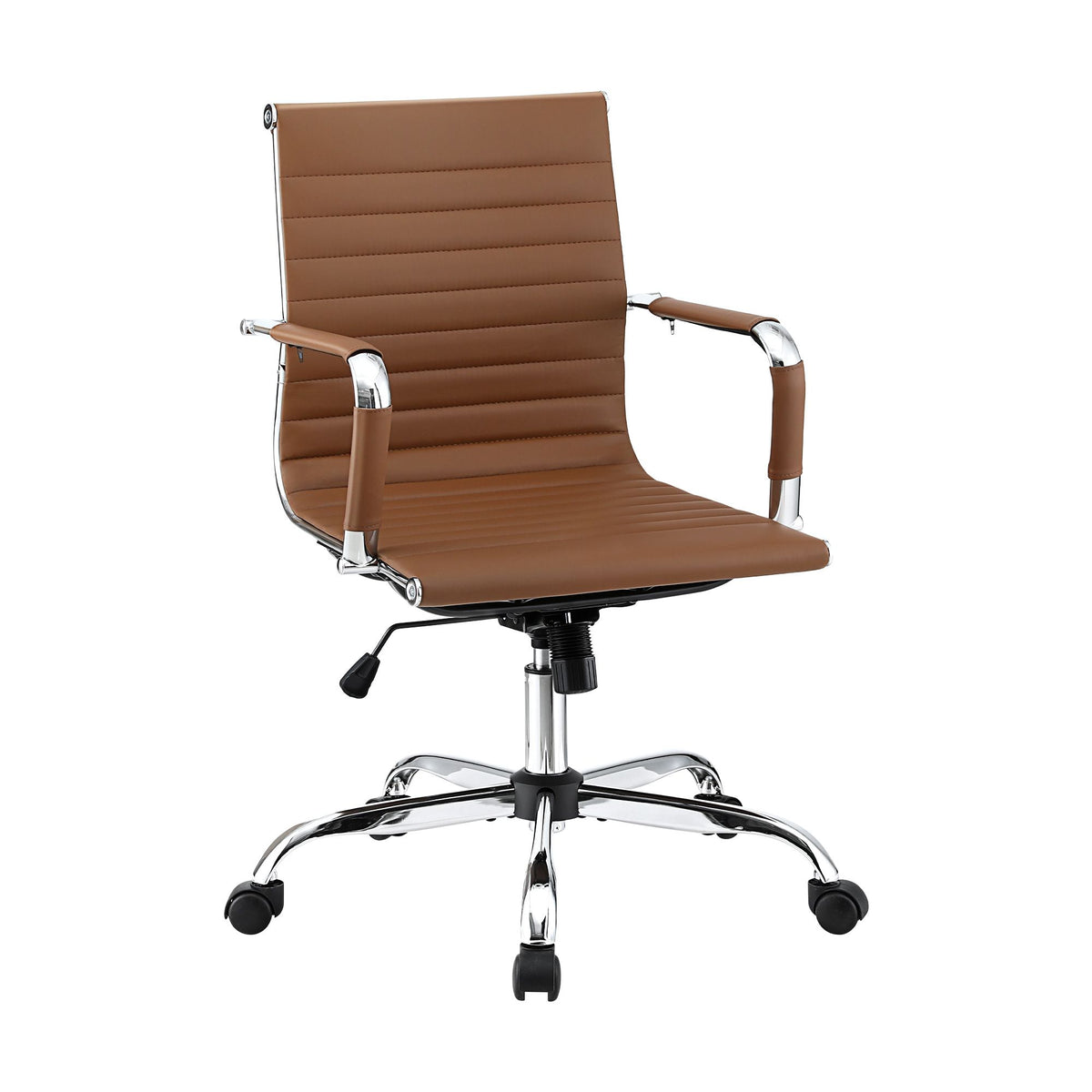 Artiss Office Chair Mid Back PU Leather Brown