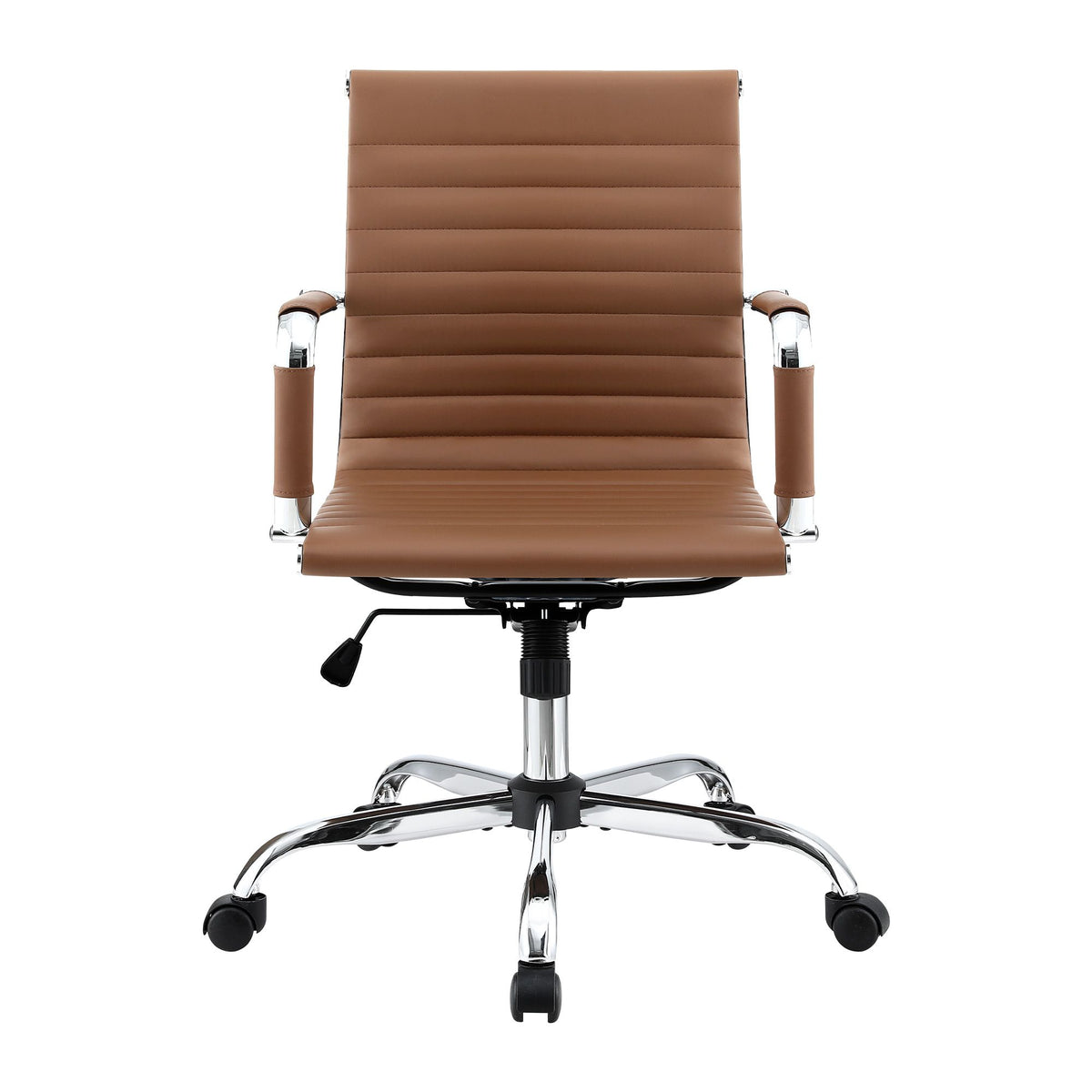 Artiss Office Chair Mid Back PU Leather Brown