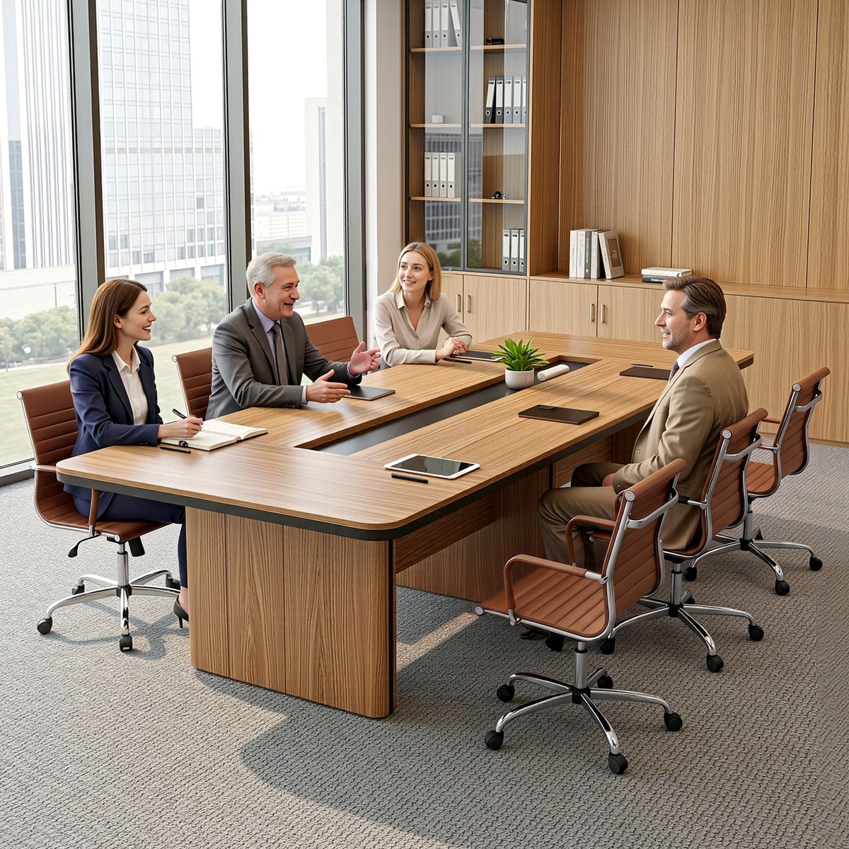 Artiss Office Chair Mid Back PU Leather Brown