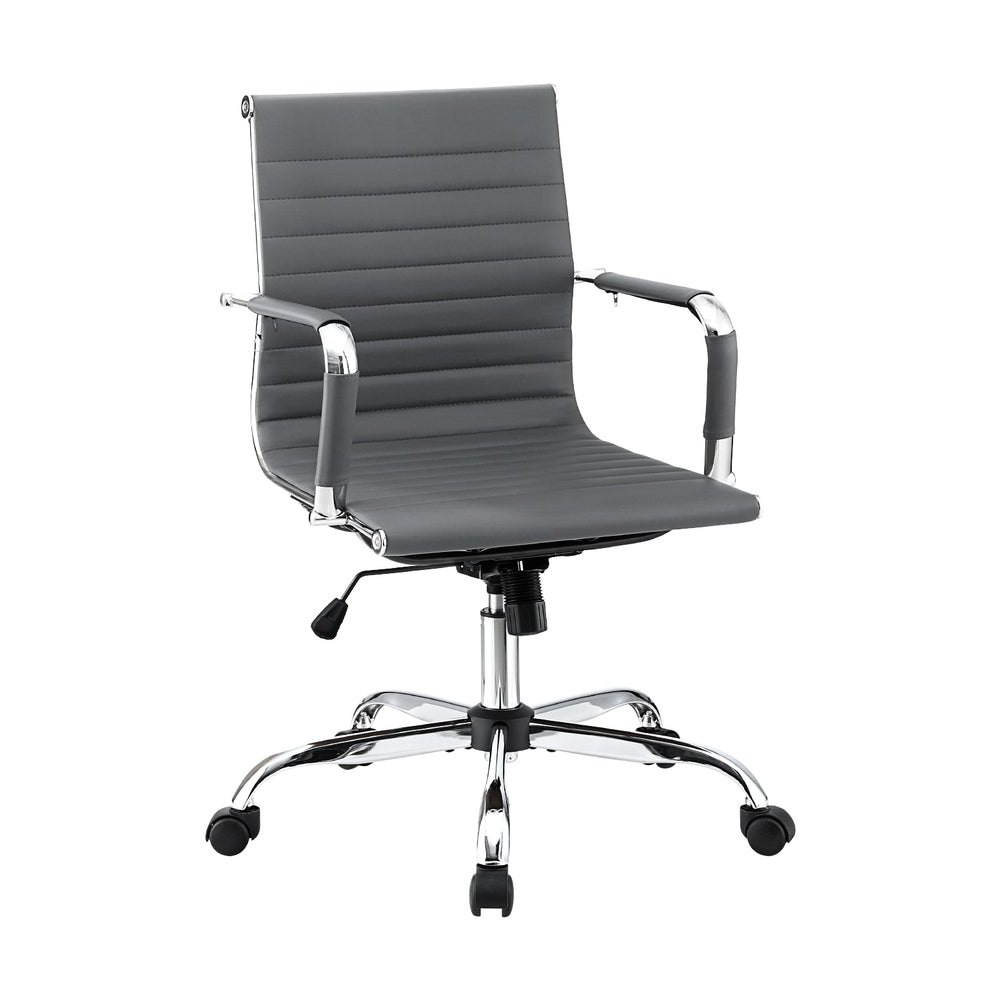Artiss Mid Back Office Chair PU Leather Grey