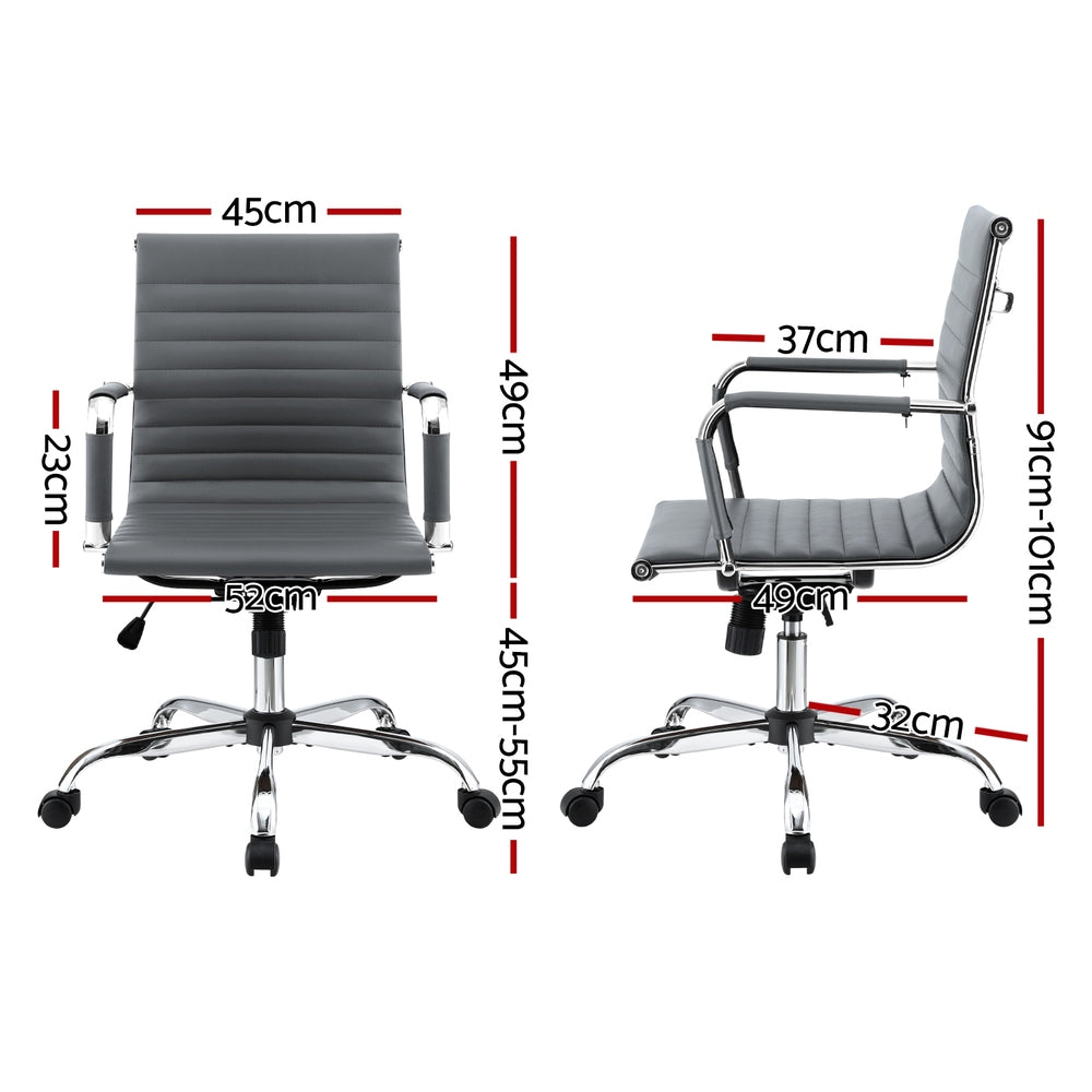 Artiss Mid Back Office Chair PU Leather Grey