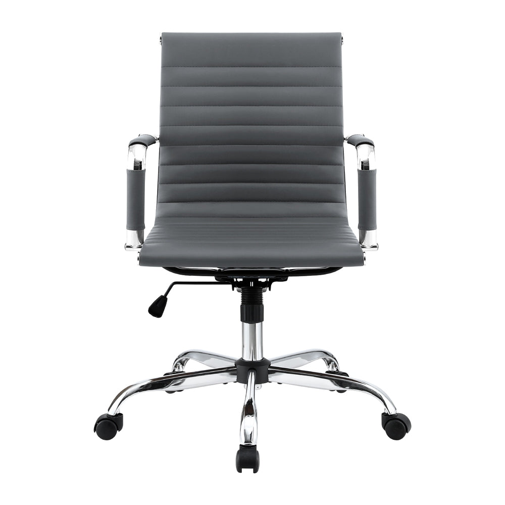 Artiss Mid Back Office Chair PU Leather Grey