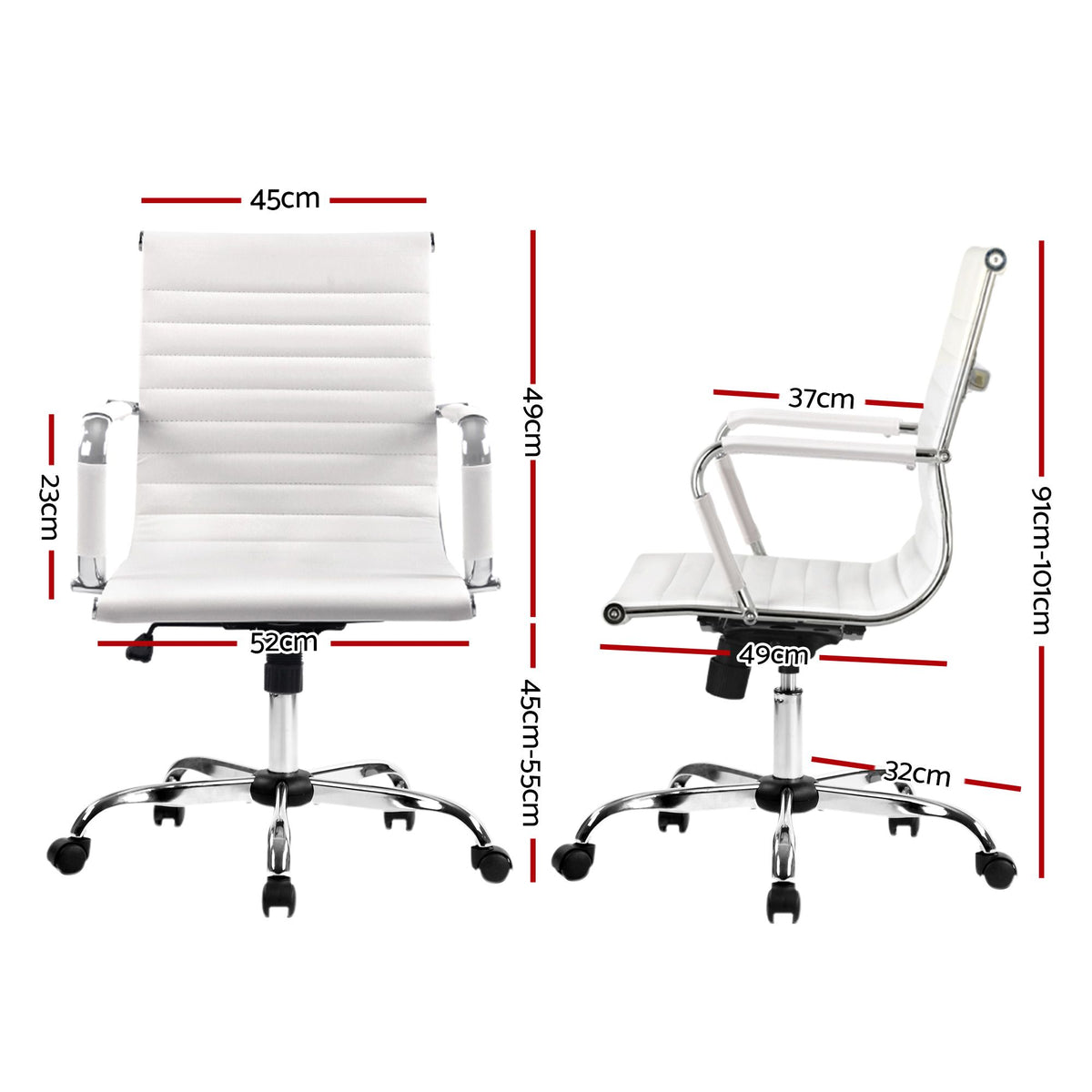 Artiss Office Chair PU Leather Mid Back White