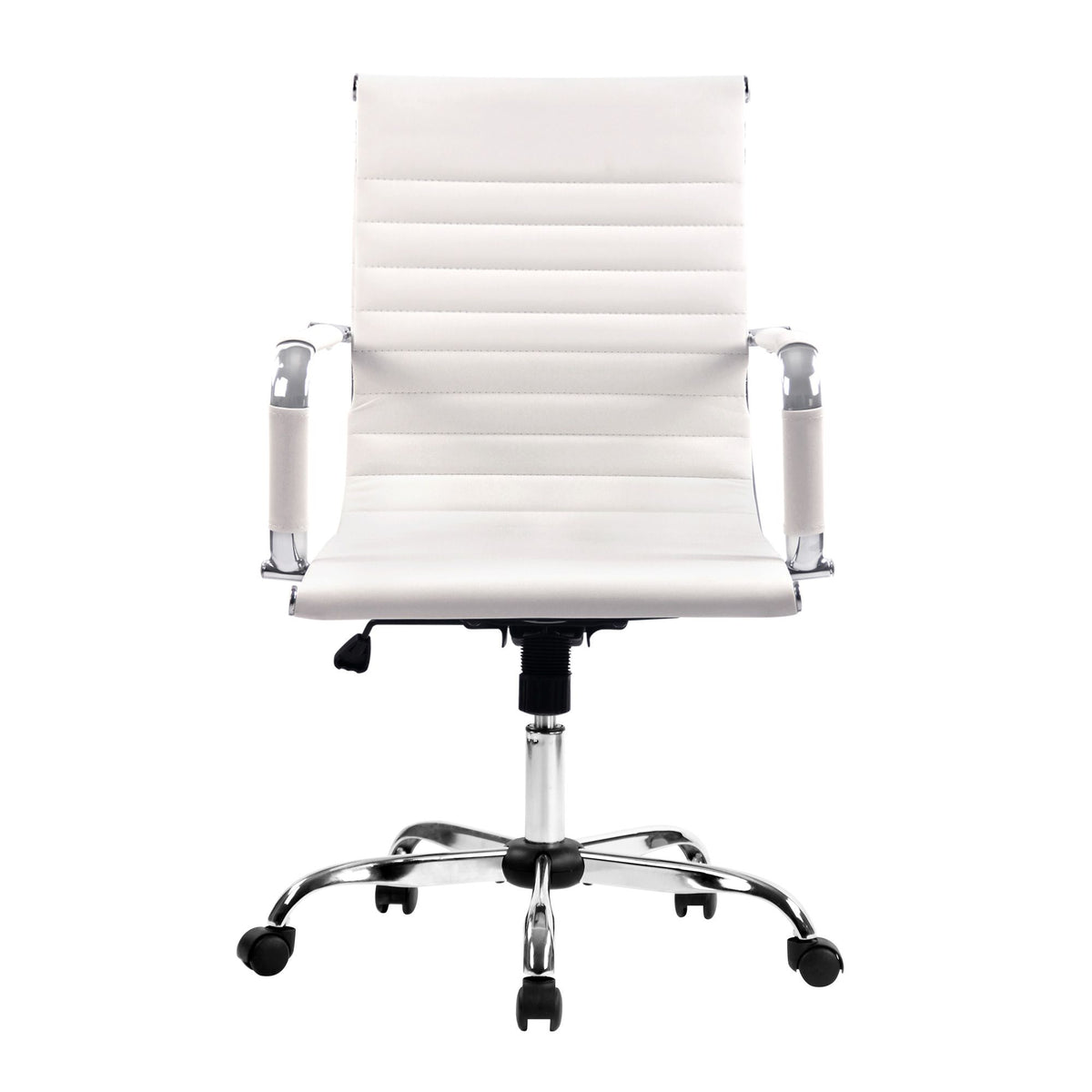 Artiss Office Chair PU Leather Mid Back White