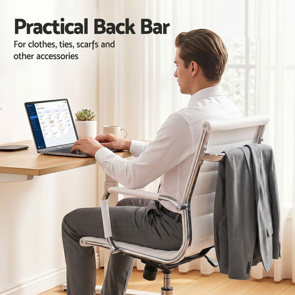 Artiss Office Chair PU Leather Mid Back White