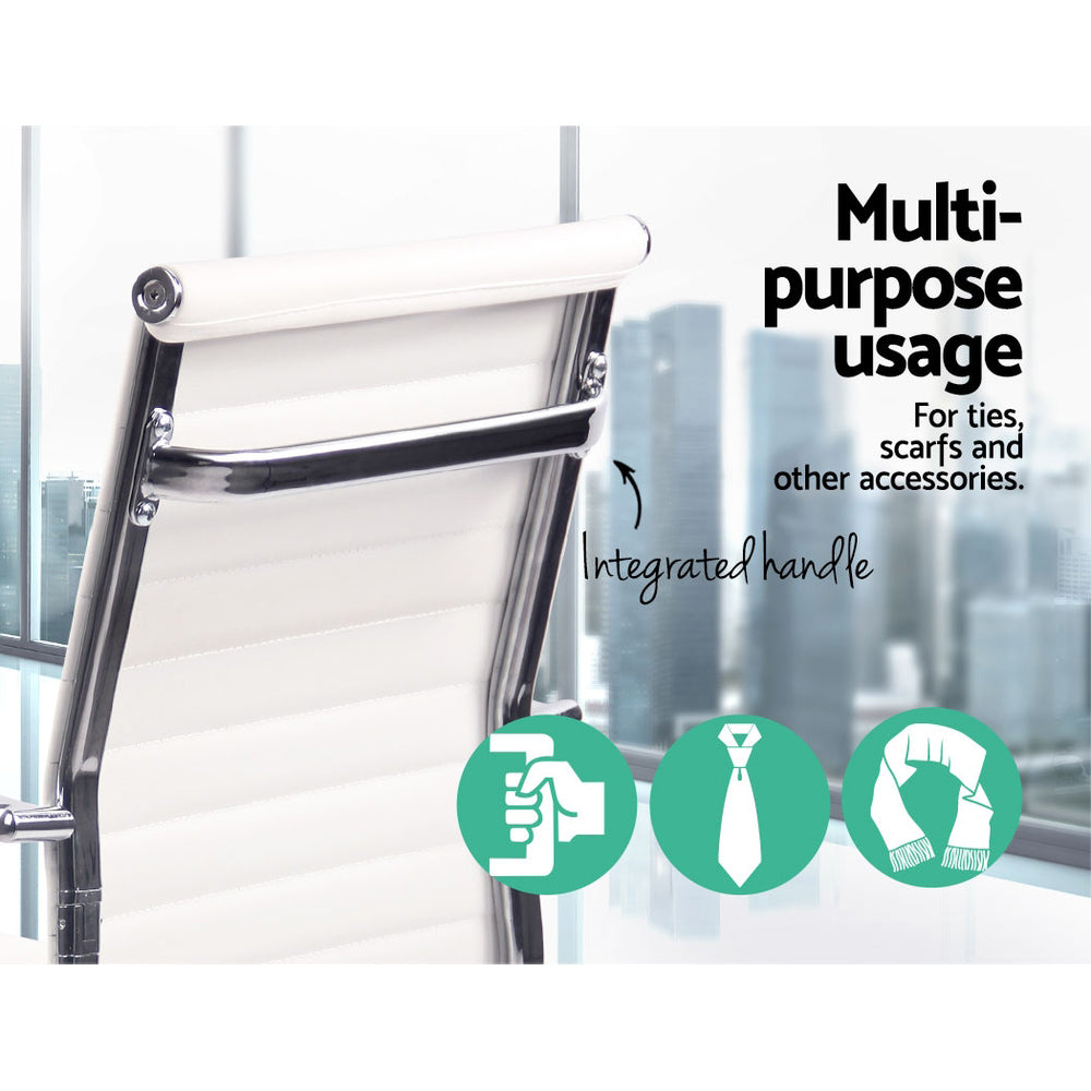 Artiss Mid Back Office Chair PU Leather White