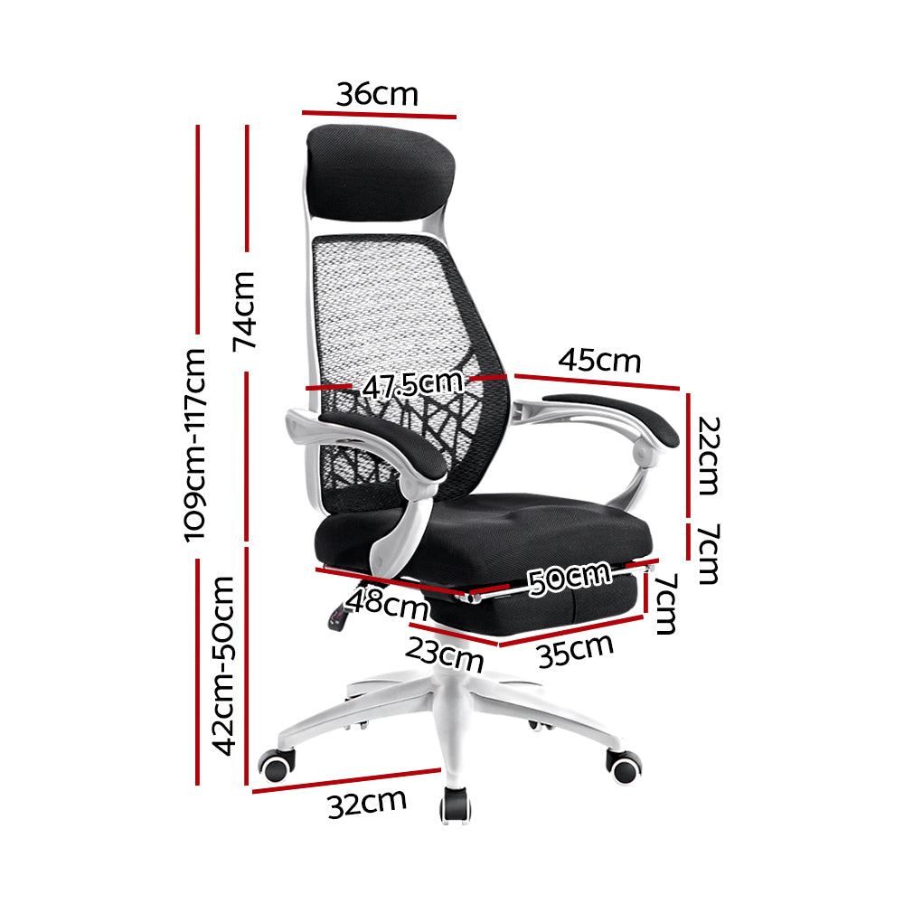Mosaic Recliner Mesh Office Chair Black White