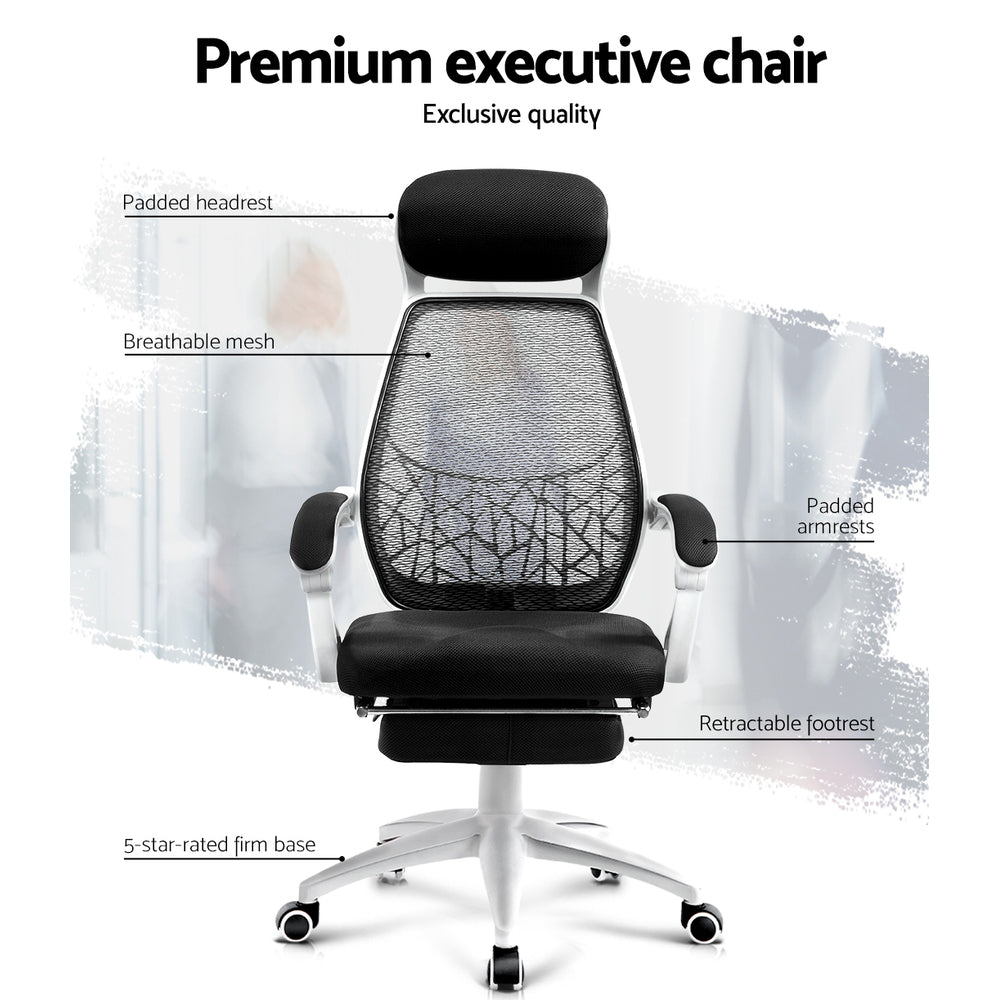 Mosaic Recliner Mesh Office Chair Black White