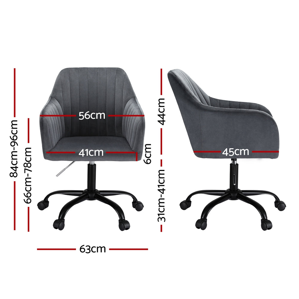 Artiss Office Chair Velvet Seat Dark Grey