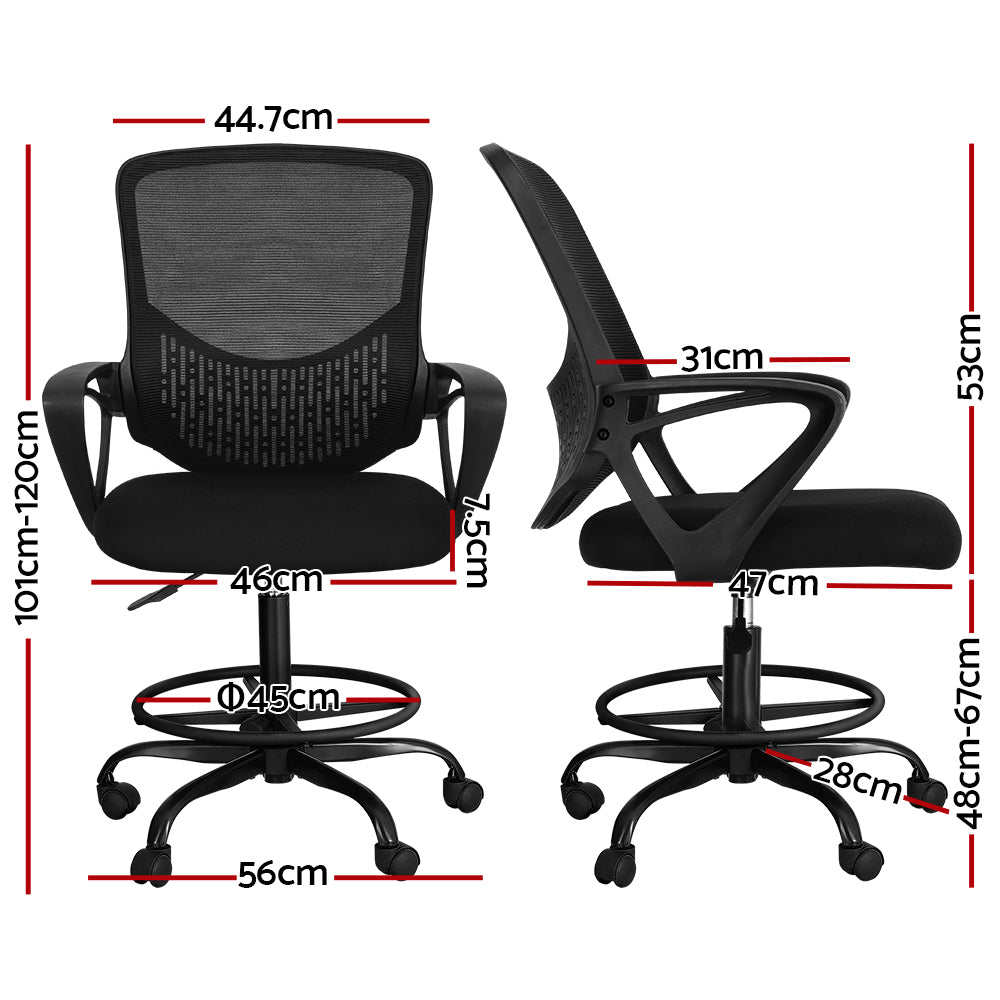 Drafting Stool Office Chair Mesh Black