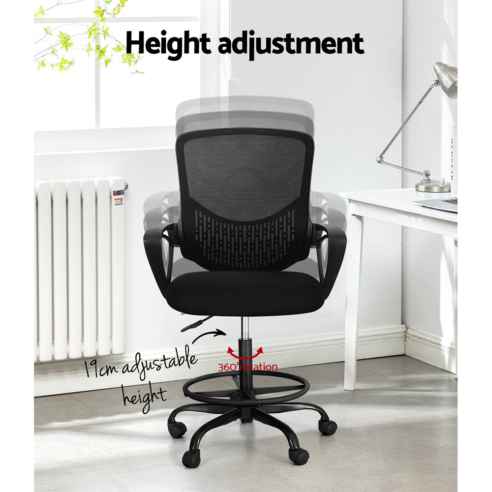 Drafting Stool Office Chair Mesh Black