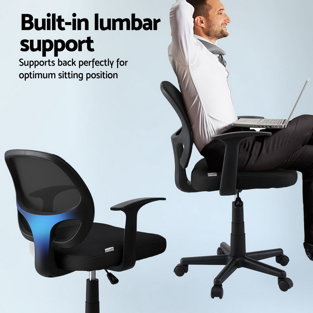 Artiss Mid-Back Mesh Office Chair Black