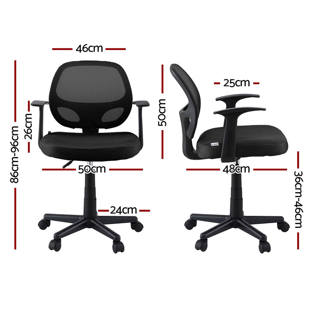 Artiss Mesh Office Chairs Mid Back Black (Set of 2)