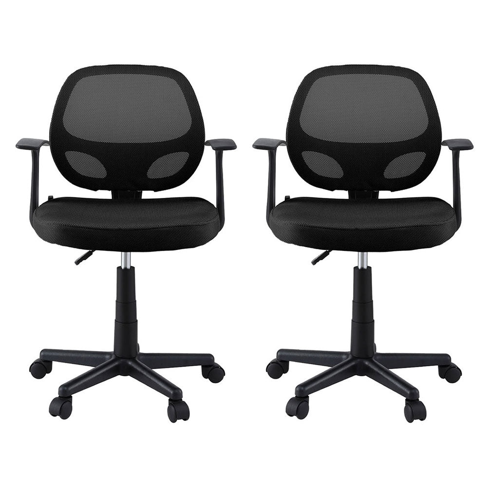 Artiss Mesh Office Chairs Mid Back Black (Set of 2)