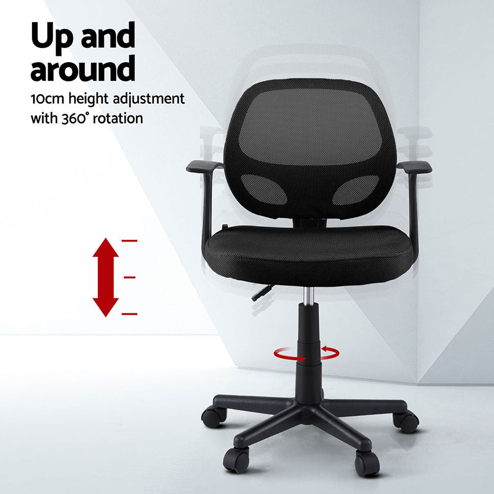 Artiss Mesh Office Chairs Mid Back Black (Set of 2)