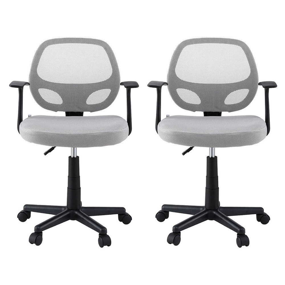 Artiss Mesh Office Chair Pair Mid Back Grey