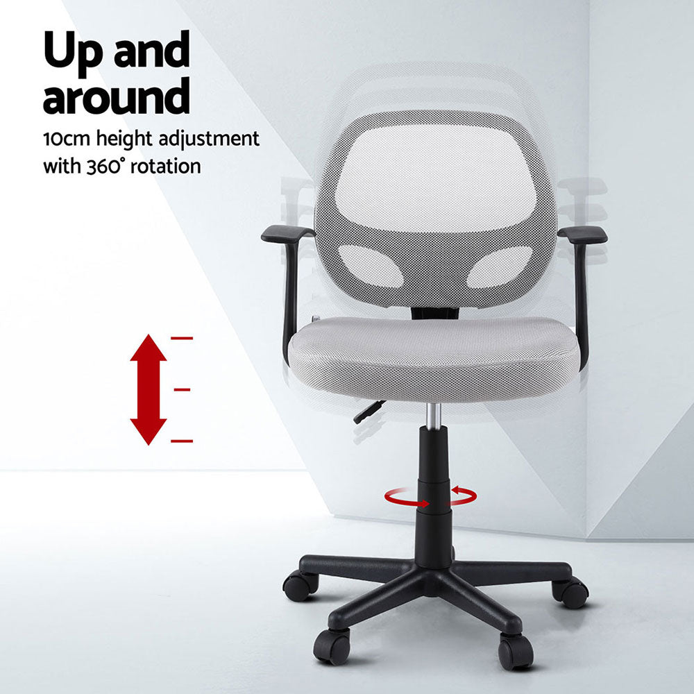 Artiss Mesh Office Chair Pair Mid Back Grey